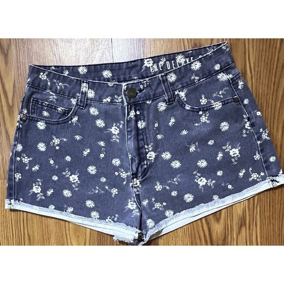 The Deluxe Shorts Cotton On Flower Blue Print Mom Denim Size 8 High Rise - Picture 1 of 5